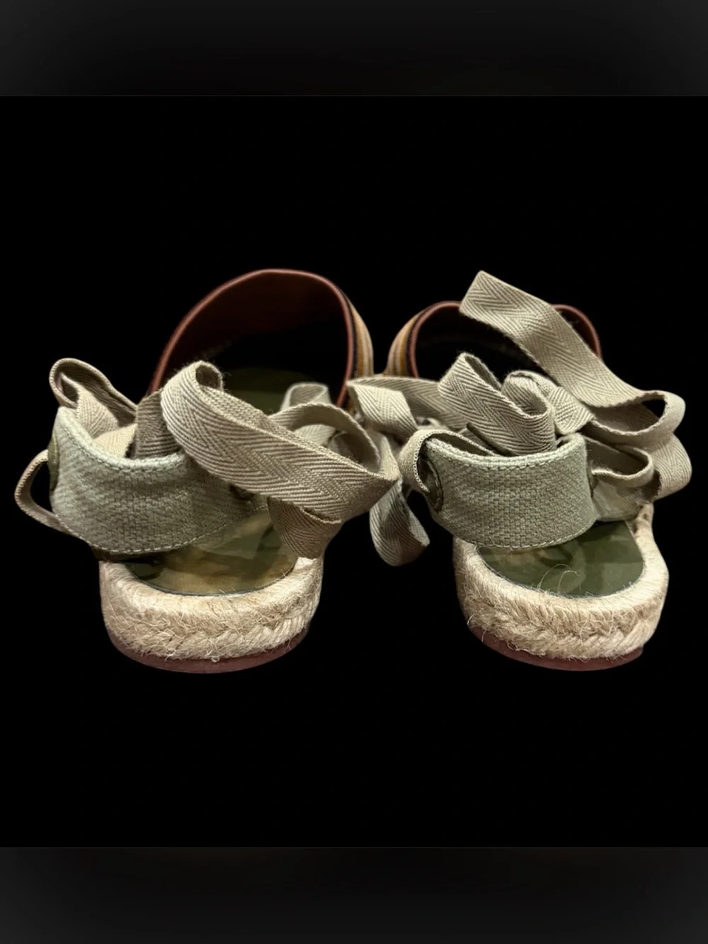 Loro Piana Suitcase Stripe Sage Green Lace-Up Espadrilles EU 39 US 7.5